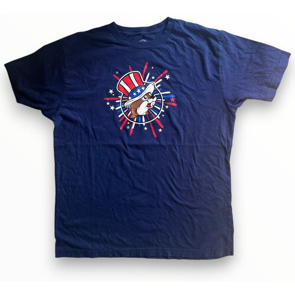 Buc-ees 4th of July Graphic Tee Shirt | Size M | Blue | 100% Cotton | EUC